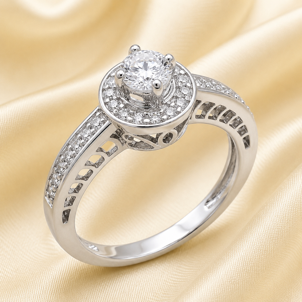 Aurora Halo Engagement Ring