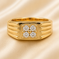 Imperial Four-Stone Diamond Signet Mens Ring