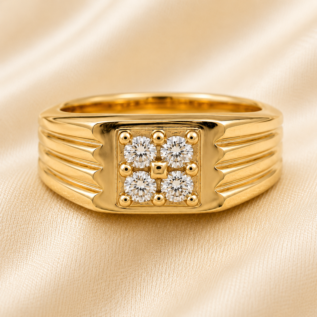 Imperial Four-Stone Diamond Signet Mens Ring