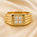 Regal Quad Diamond Signet Mens Ring