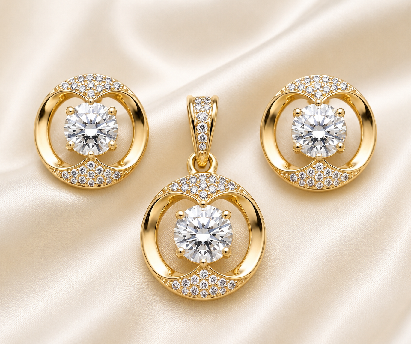 Celeste Harmony Diamond Pendant & Earrings Set