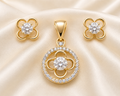 Floral Halo Diamond Pendant\ Set