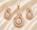 Rose Flame Diamond Pendant Set
