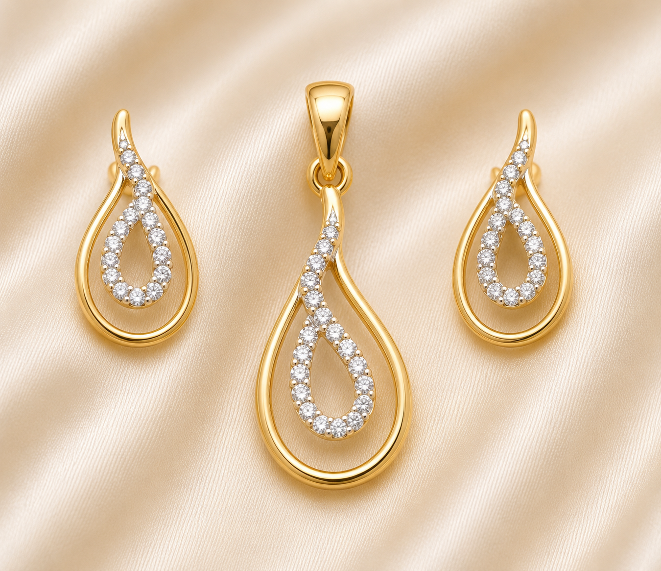 Twinkle Drop Diamond Pendant Set