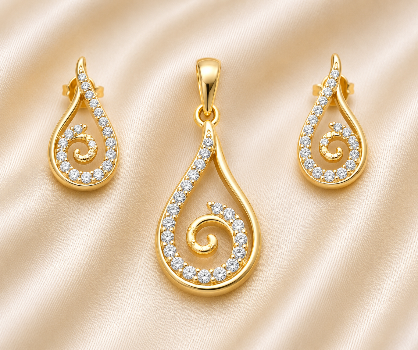 Little Swirl Diamond Kids Pendant Set