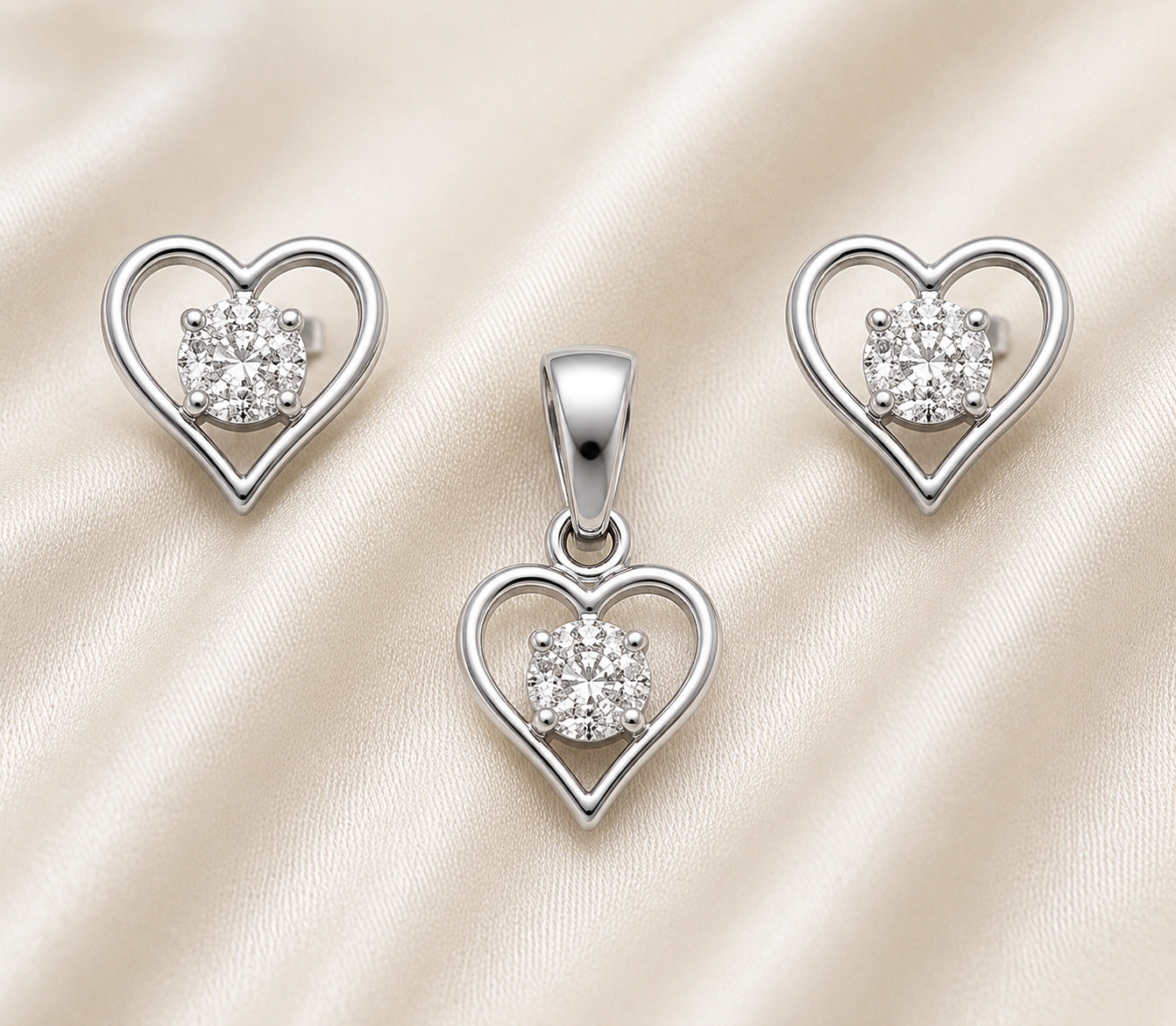 Little Heart Spark Diamond Kids Pendant Set