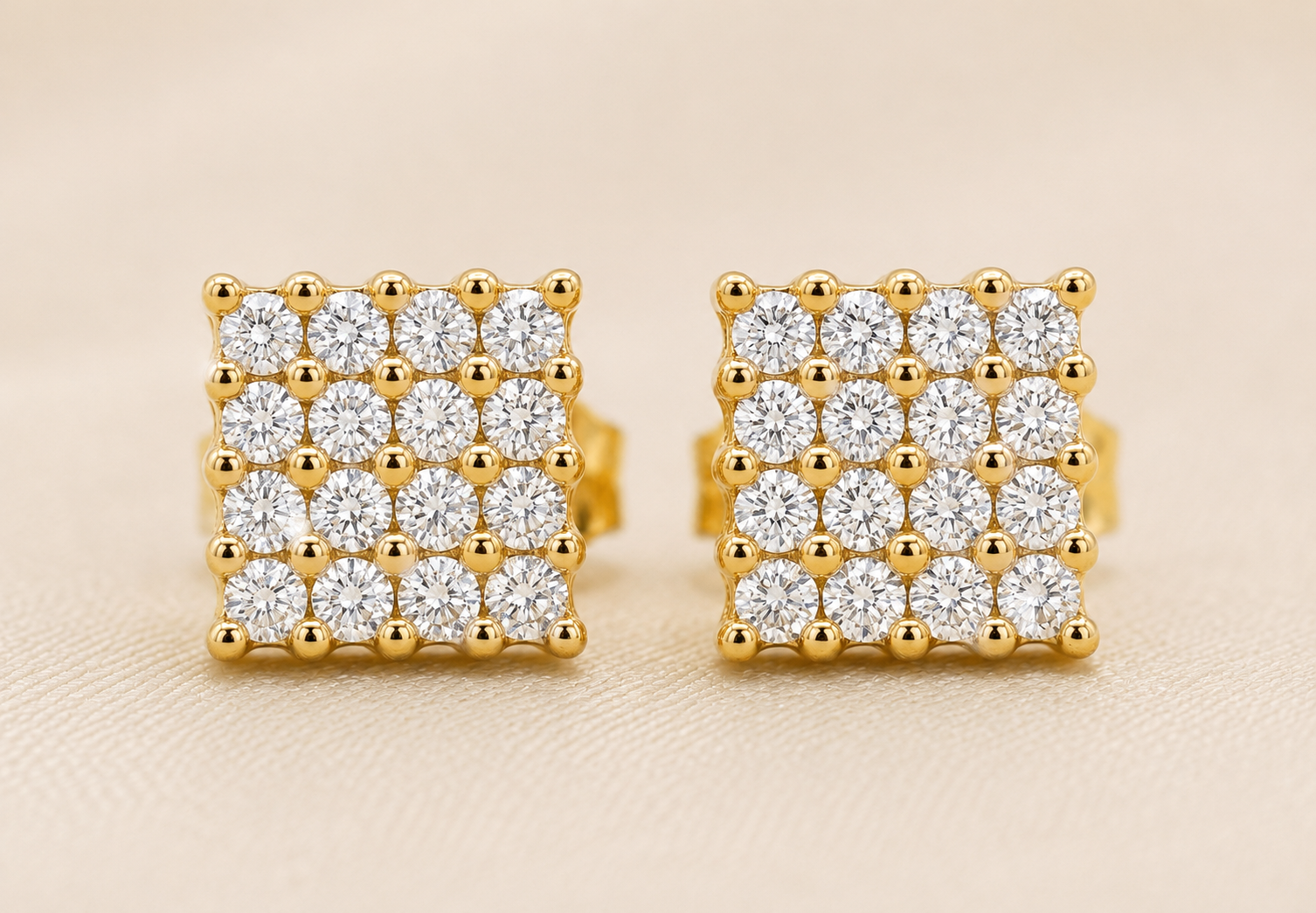 Sparkle Square Diamond Kids Stud Earrings