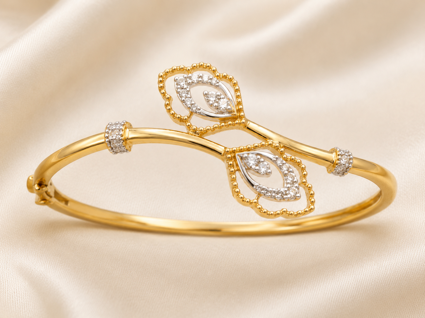 Twin Leaf Diamond Lightweight Bangle