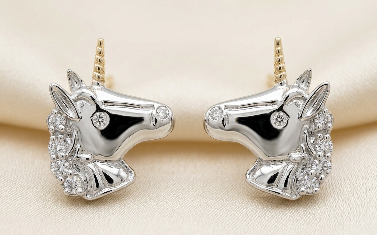 Unicorn Silver Earrings.