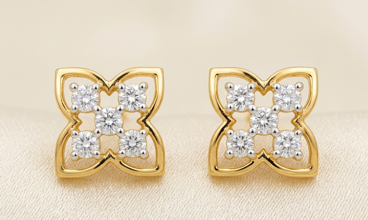 Petal Shaped Gold Earrings.