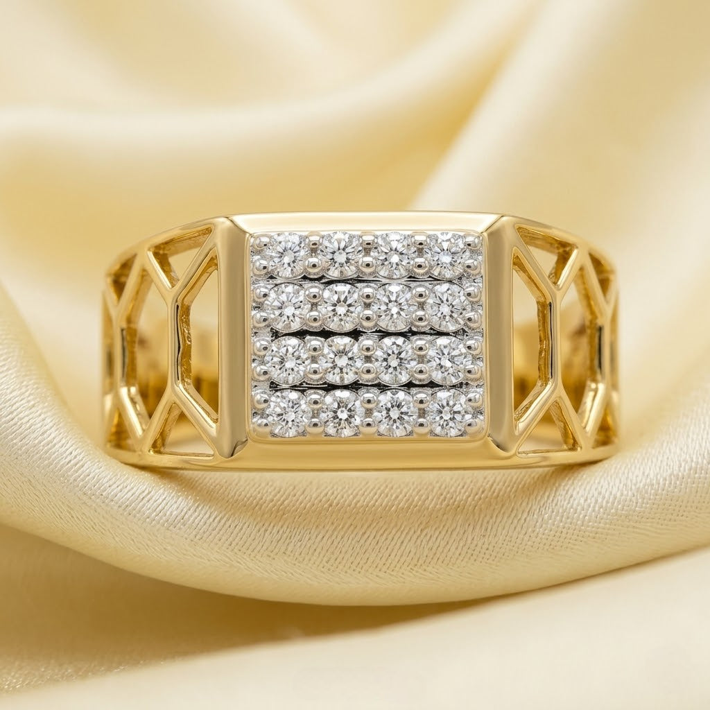 Filigree Hex-Lattice Diamond Statement Ring