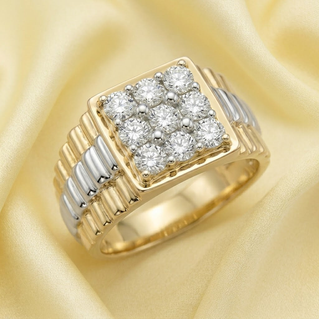 Gold Multi-Tiered Ribbed Statement Ring