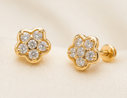 Blooming Daisy Diamond Stud Earrings