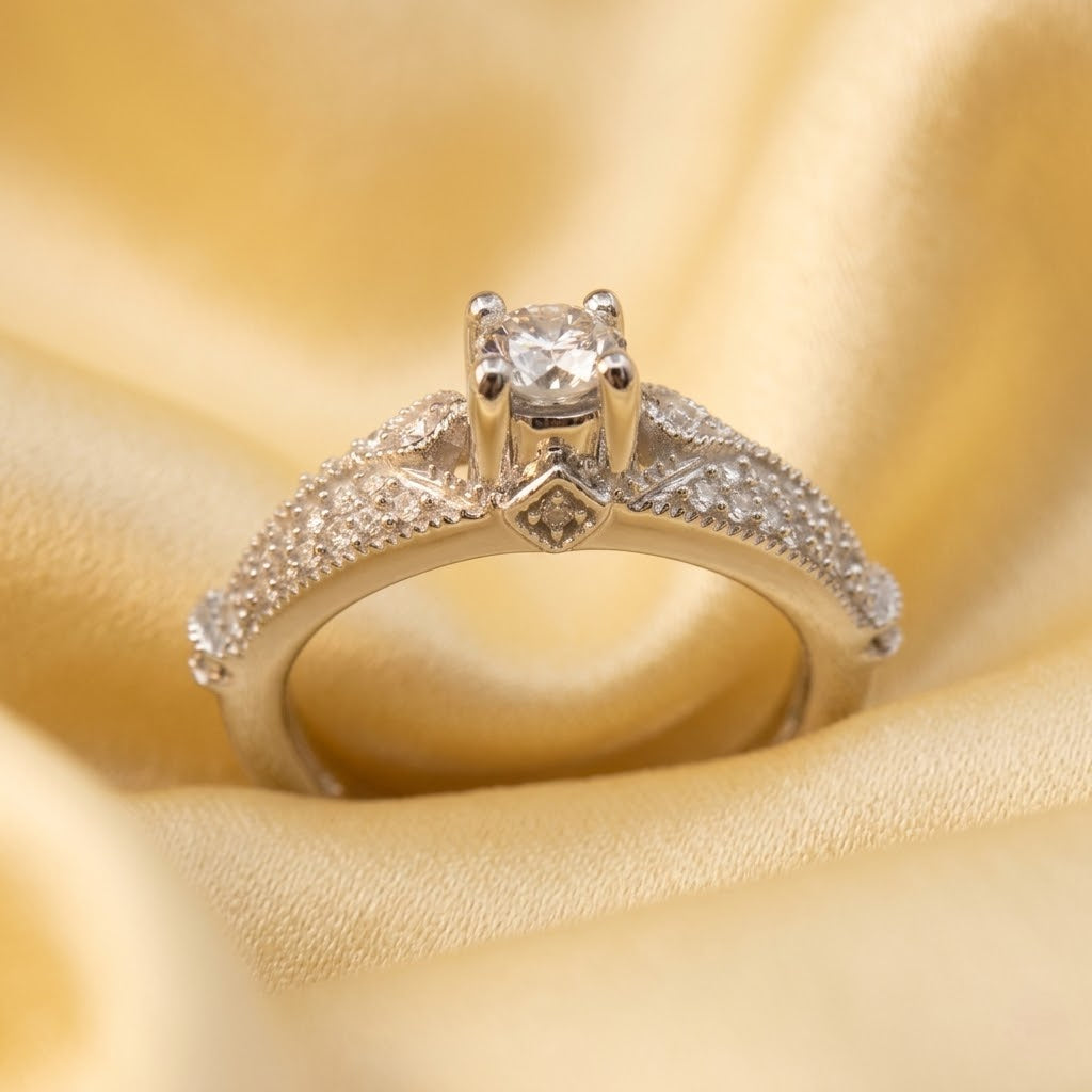 Pave-Set Vintage-Style Engagement Ring
